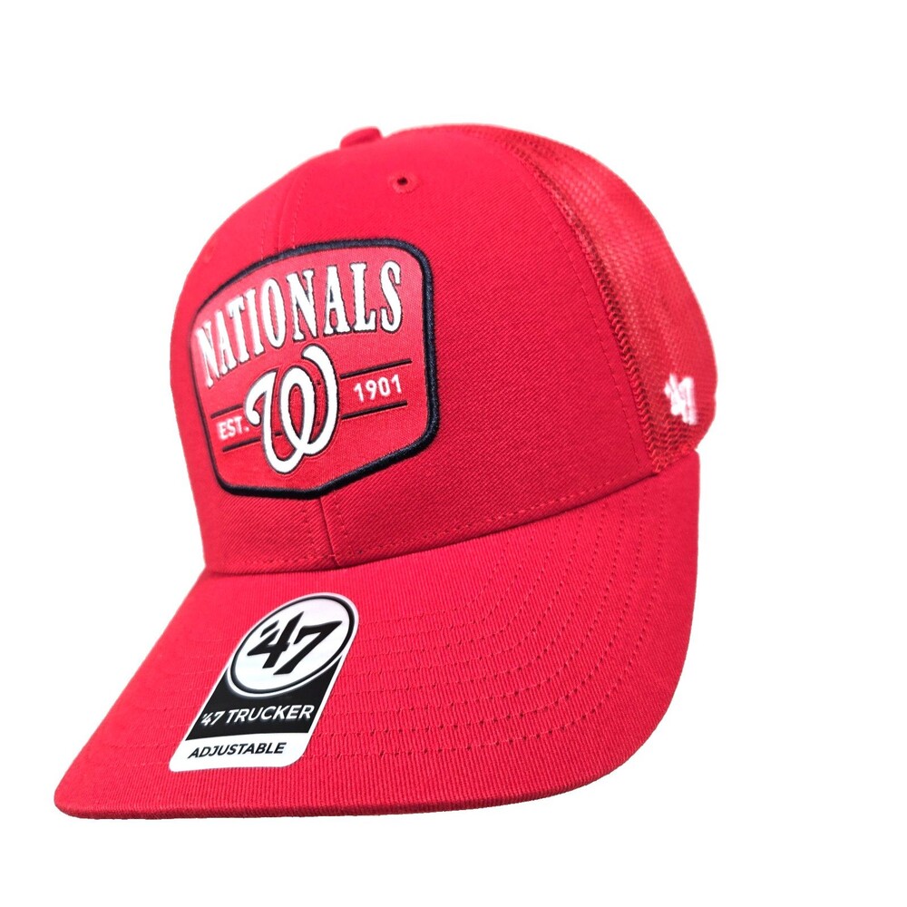 '47 Brand Washington Nationals Patch Trucker Adjustable Hat Snapback Red New
